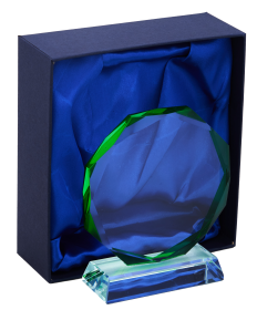 Hexagon Glass Plaque with Green Edge - 3 Sizes