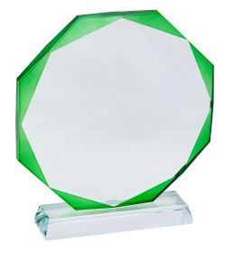 Hexagon Glass Plaque with Green Edge - 3 Sizes