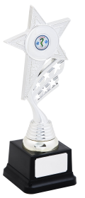 Star Trophy on Black Base Silver - 2 Sizes