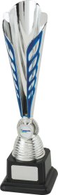 Victory Silver Trophy with Blue on Black Base - 3 Sizes