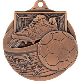  Power Strike Football Medal 70mm - Gold, Silver & Bronze