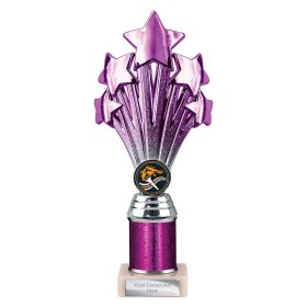 5 Star Multisport Tube Trophy Purple & Silver - 7 Sizes