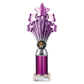 5 Star Multisport Tube Trophy Purple & Silver - 7 Sizes