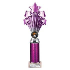 5 Star Multisport Tube Trophy Purple & Silver - 7 Sizes