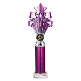 5 Star Multisport Tube Trophy Purple & Silver - 7 Sizes