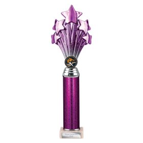 5 Star Multisport Tube Trophy Purple & Silver - 7 Sizes
