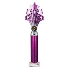 5 Star Multisport Tube Trophy Purple & Silver - 7 Sizes