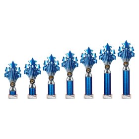 5 Star Multisport Tube Trophy Blue & Silver - 7 Sizes