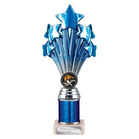 5 Star Multisport Tube Trophy Blue & Silver - 7 Sizes