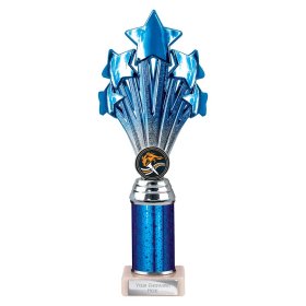5 Star Multisport Tube Trophy Blue & Silver - 7 Sizes