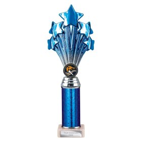 5 Star Multisport Tube Trophy Blue & Silver - 7 Sizes
