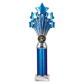 5 Star Multisport Tube Trophy Blue & Silver - 7 Sizes