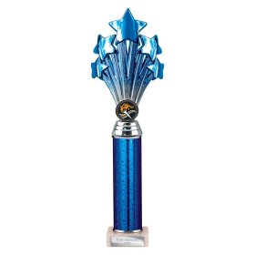 5 Star Multisport Tube Trophy Blue & Silver - 7 Sizes