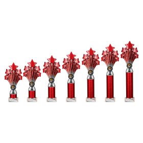 5 Star Multisport Tube Trophy Red & Silver - 7 Sizes
