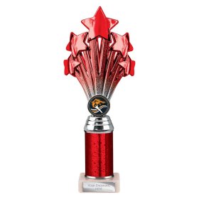 5 Star Multisport Tube Trophy Red & Silver - 7 Sizes