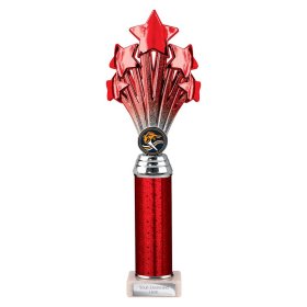 5 Star Multisport Tube Trophy Red & Silver - 7 Sizes