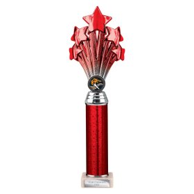 5 Star Multisport Tube Trophy Red & Silver - 7 Sizes
