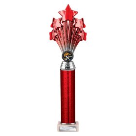 5 Star Multisport Tube Trophy Red & Silver - 7 Sizes
