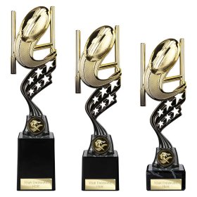 Innov8 Rugby Plastic Trophy Gold & Black - 3 Sizes