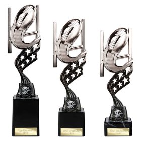 Innov8 Rugby Plastic Trophy Silver & Black - 3 Sizes