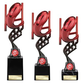 Innov8 Rugby Plastic Trophy Red & Black - 3 Sizes
