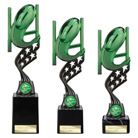 Innov8 Rugby Plastic Trophy Green & Black - 3 Sizes