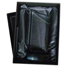 Clear Glass Plaque With Black Neck And Round Base - 3 Sizes