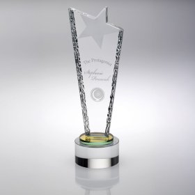 Clear Frosted Star Column With Yellow Collar - 3 Sizes