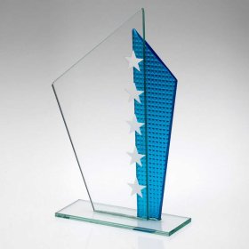 Jade Glass Plaque With Blue Shard & Silver Stars - 3 Sizes