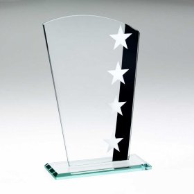 Jade Glass Shield With Silver Black Star Design - 3 Sizes